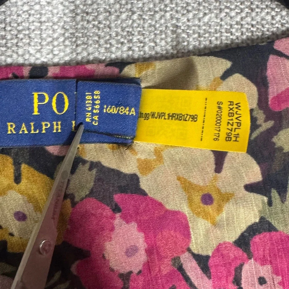 Polo Ralph Lauren Floral Wrap Peplum Blouse Smocked Ruffle Small Petite $298‎